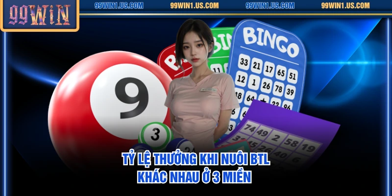 Tỷ lệ thưởng khi nuôi BTL khác nhau ở 3 miền 